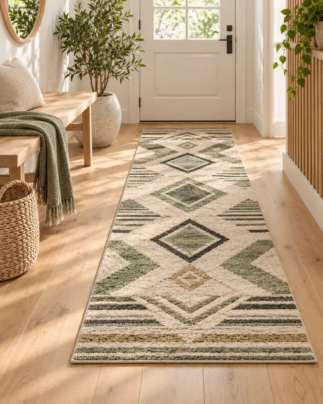 Tapis de couloir scandinave dans une entrée lumineuse
